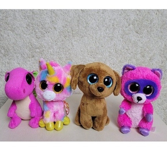 Ty Other - Ty Beanie Boos Darla Dragon and Fantasia Unicorn and Roxie Raccoon Plush Set
